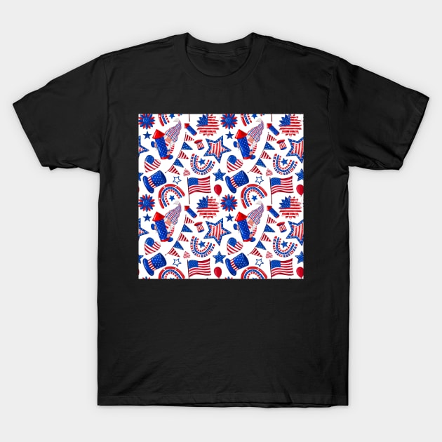 patriotic usa independence day 4th july T-Shirt by Oonamin